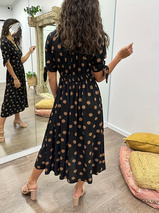 Image of Nina | Women's V-Neck A-Line Midi Dress