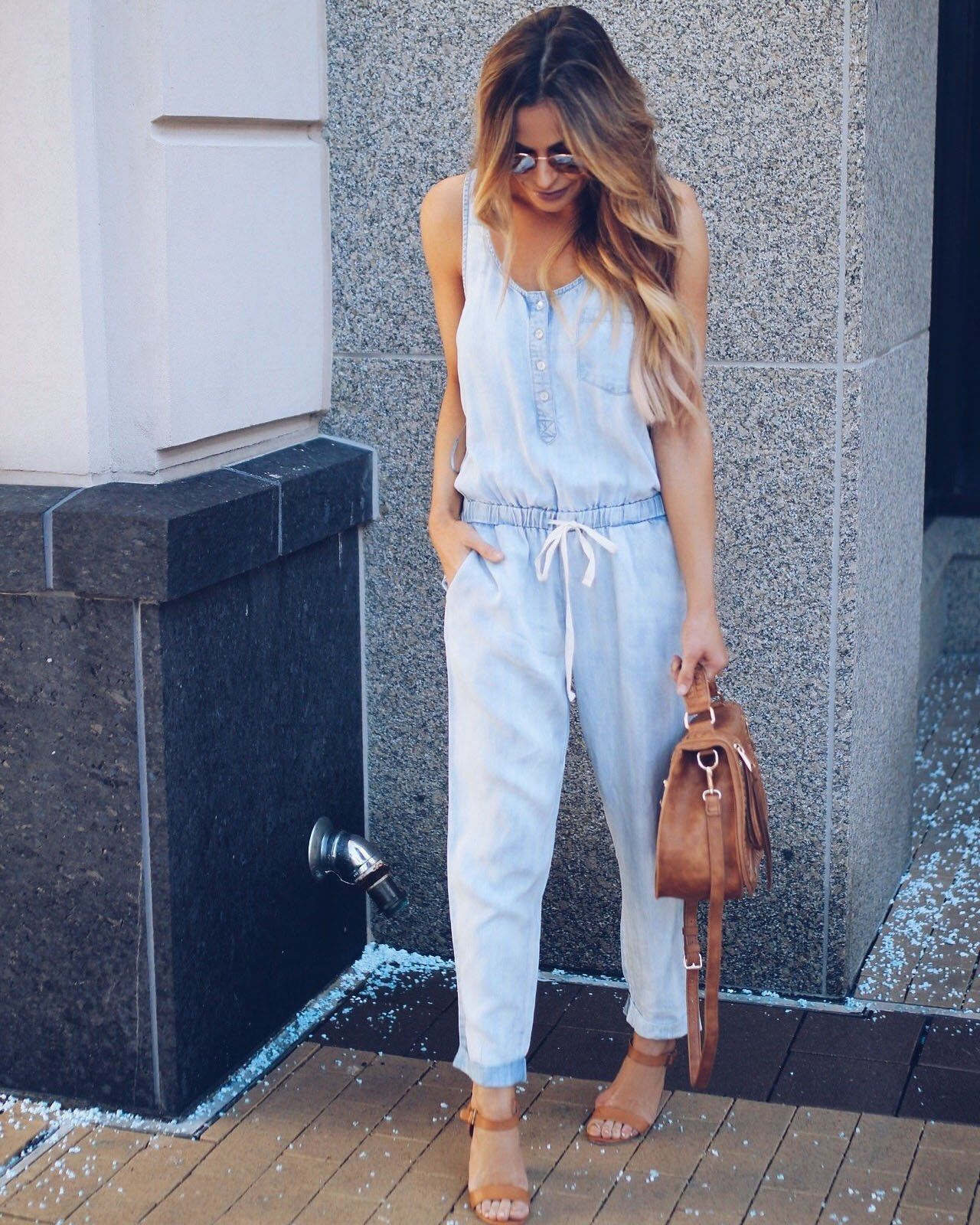 Image of Nora | Women's Sleeveless Denim Jumpsuit