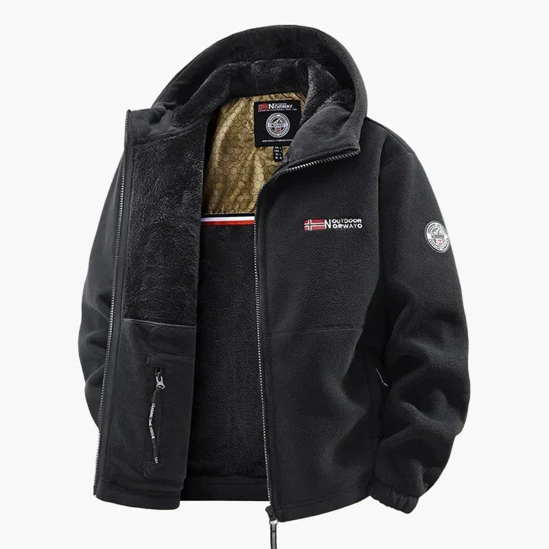 Outdoor Hooded Fleece Jacket - Scandinavian Style for Winter and Leisure