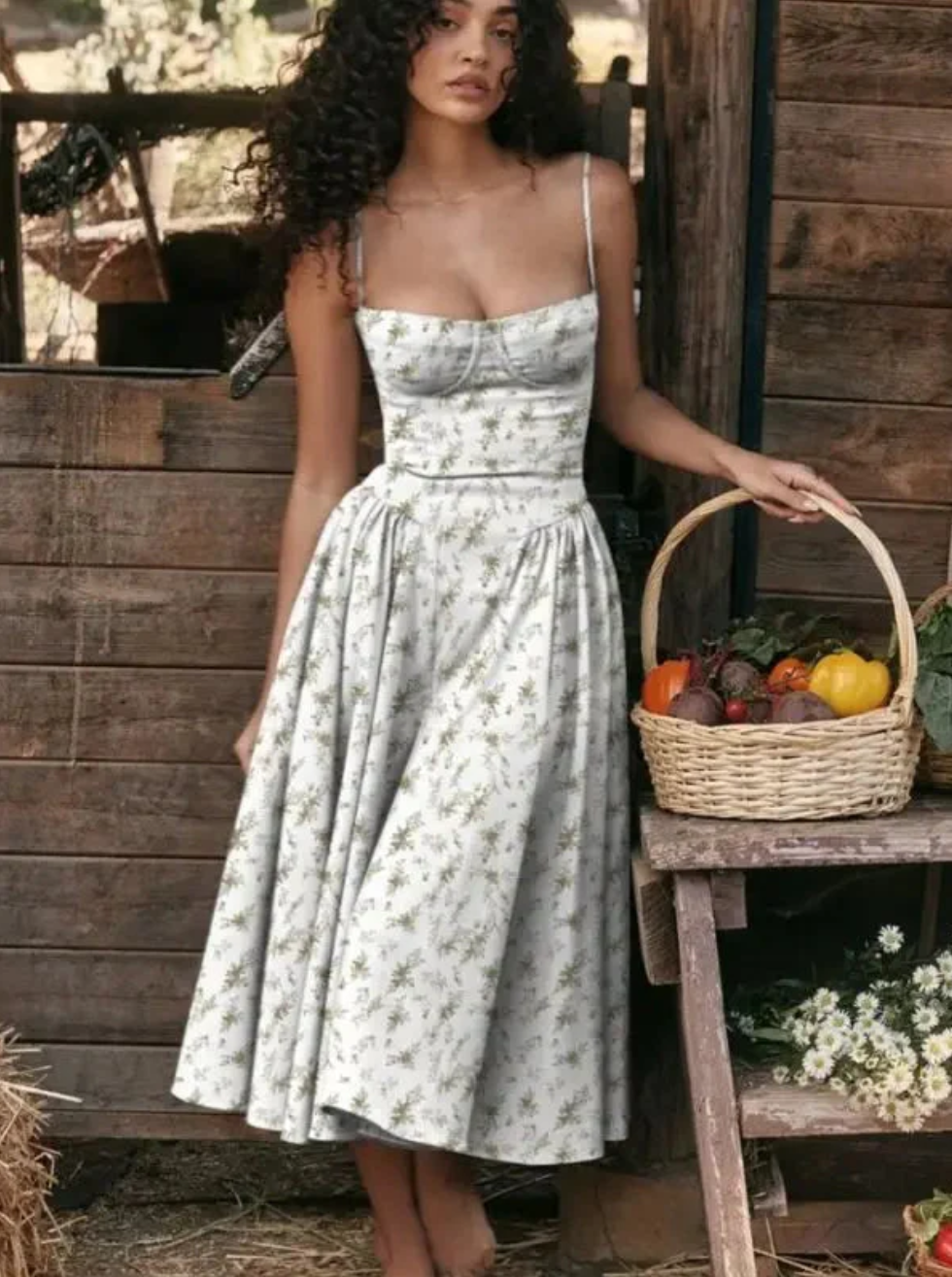 Image of Patricia | Women's Spaghetti Strap A-Line Midi Dress