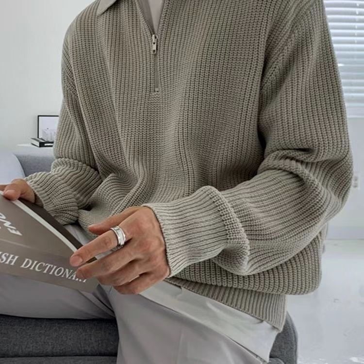 Image of Peter | Men's Quarter-Zip Ribbed Sweater