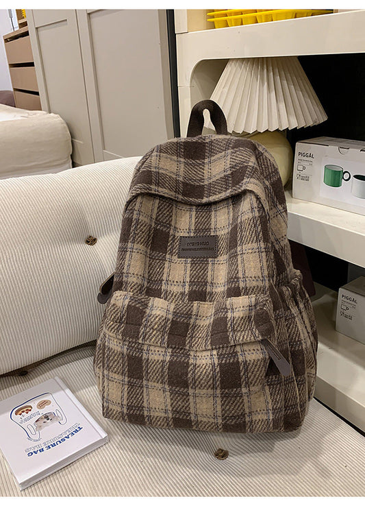 Plaid Patterned School Backpack