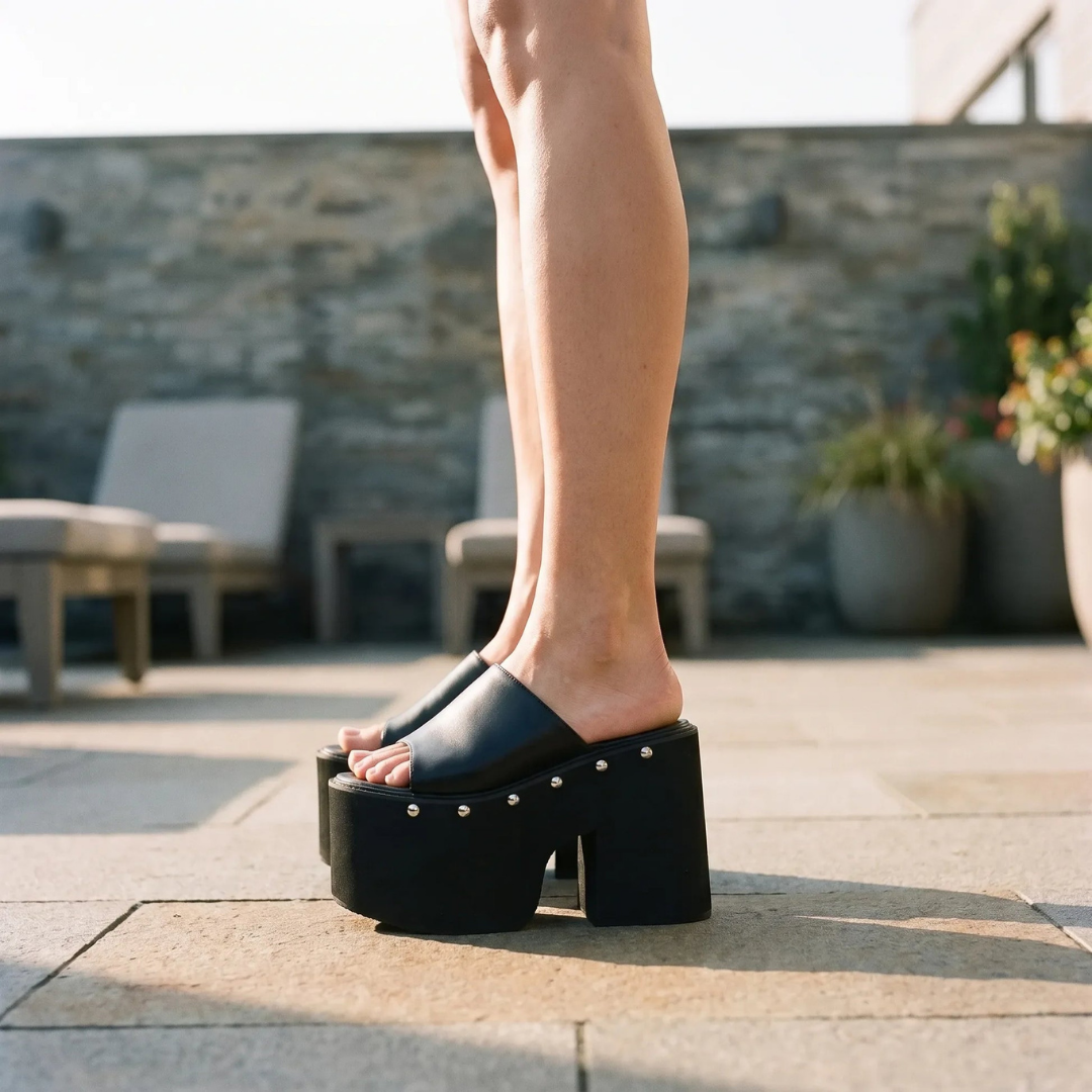 Platform Sandals with High Block Heel