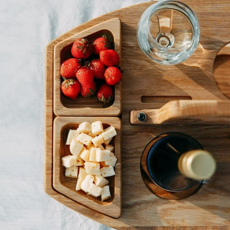 Portable Wooden Picnic Wine Table