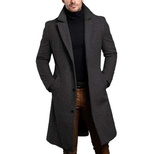 Image of Reggie | Men's Long Coat with Notched Lapel