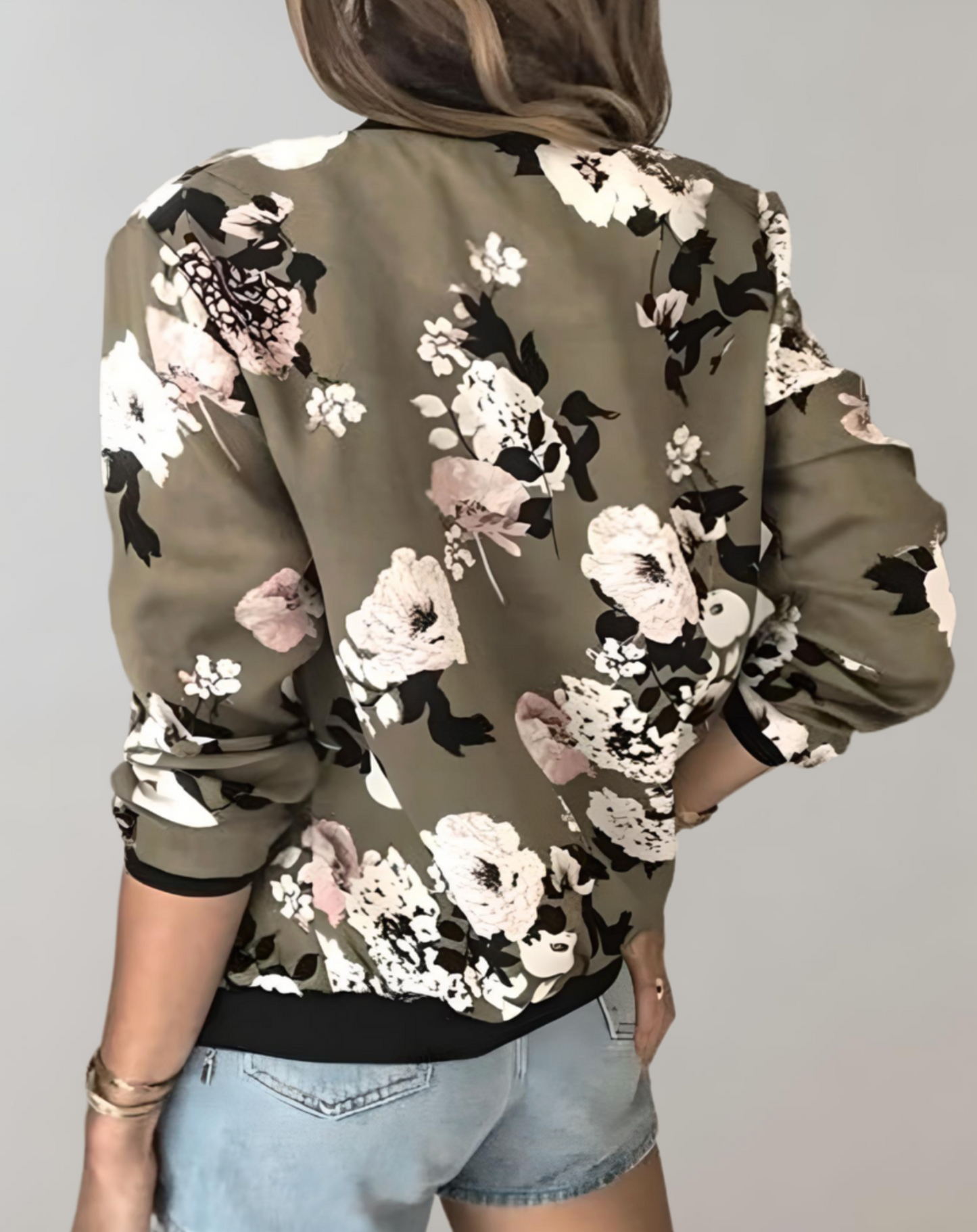 Image of Rose | Women's Floral Zip-Up Bomber Jacket