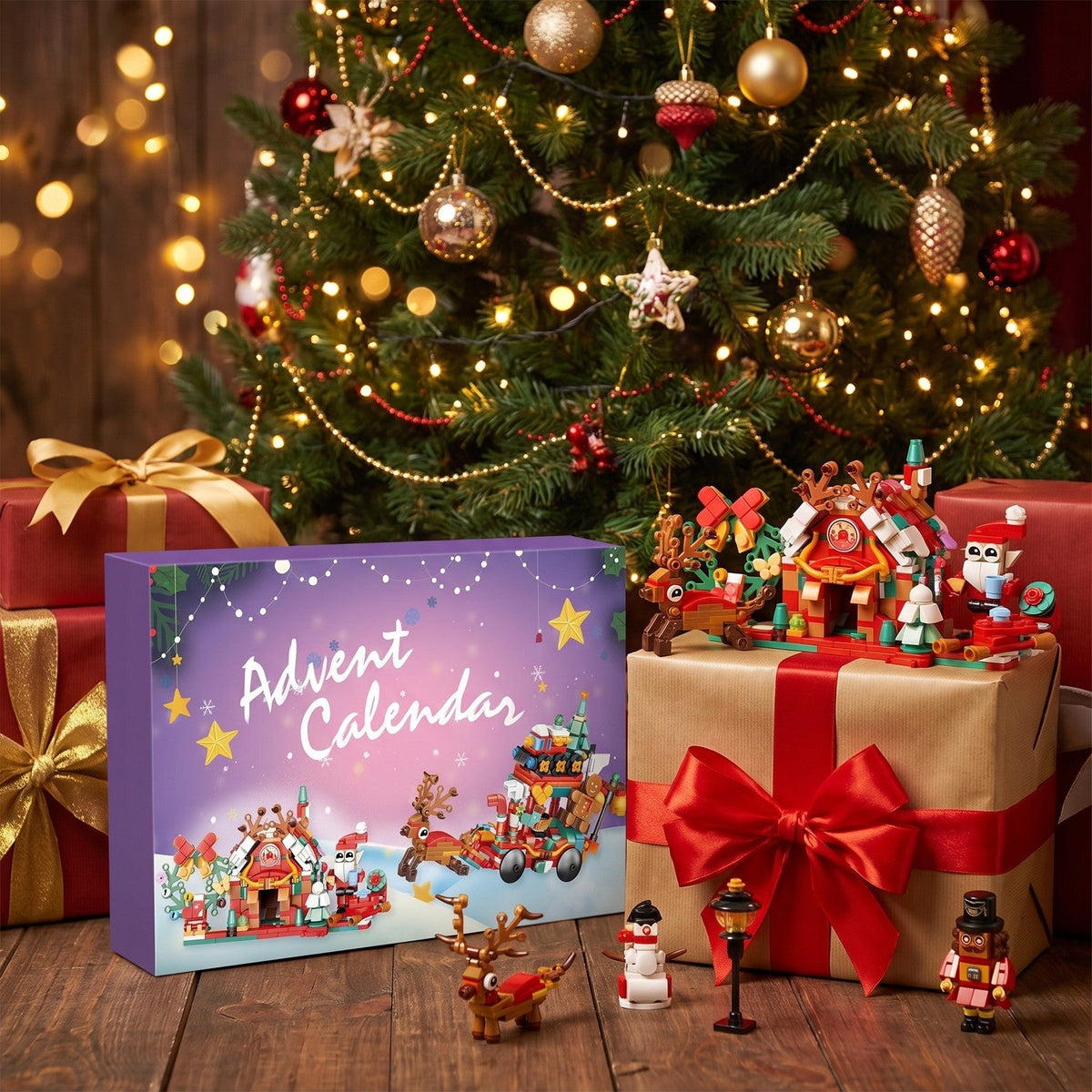 Santa's Village Brick Advent Calendar with Reindeer Sleigh