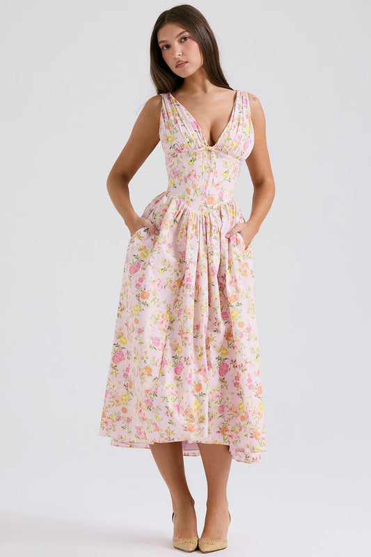 Image of Scarlett | Women's V-Neck A-Line Midi Dress