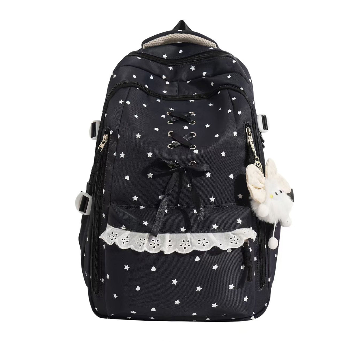 School Backpack with Lace-Up Detail