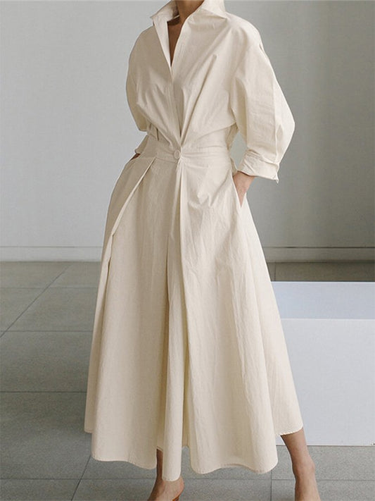 Image of Sofia | Women's Collared A-Line Midi Dress
