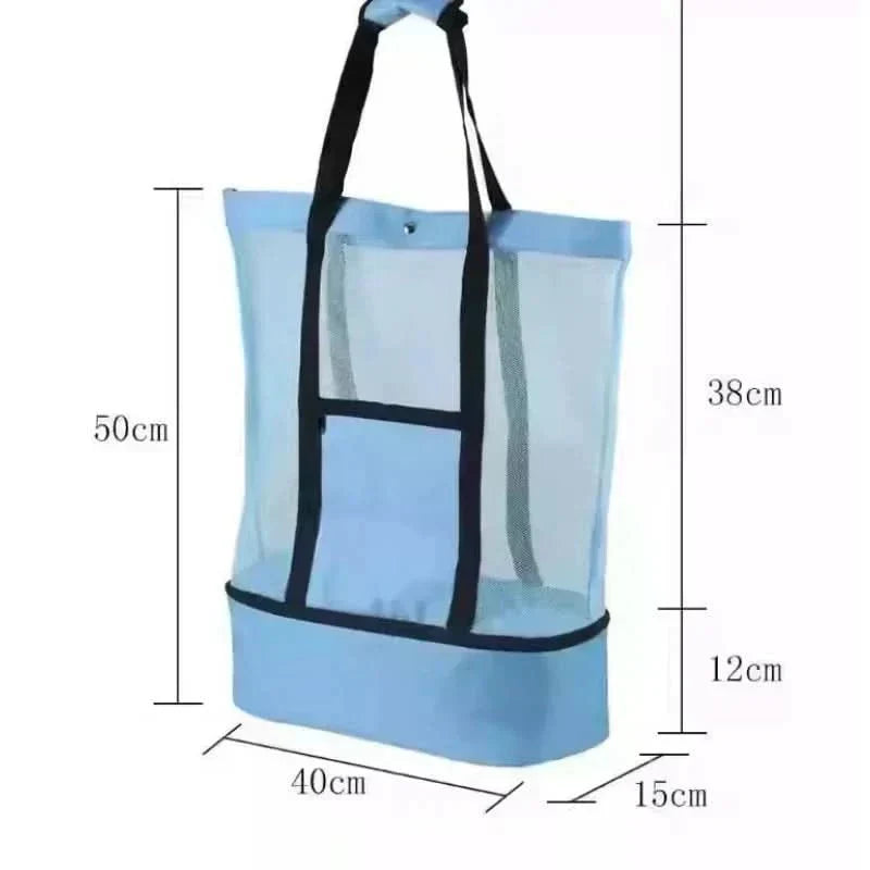 Spacious Waterproof Tote Bag with Stable Base and Open Mesh Design