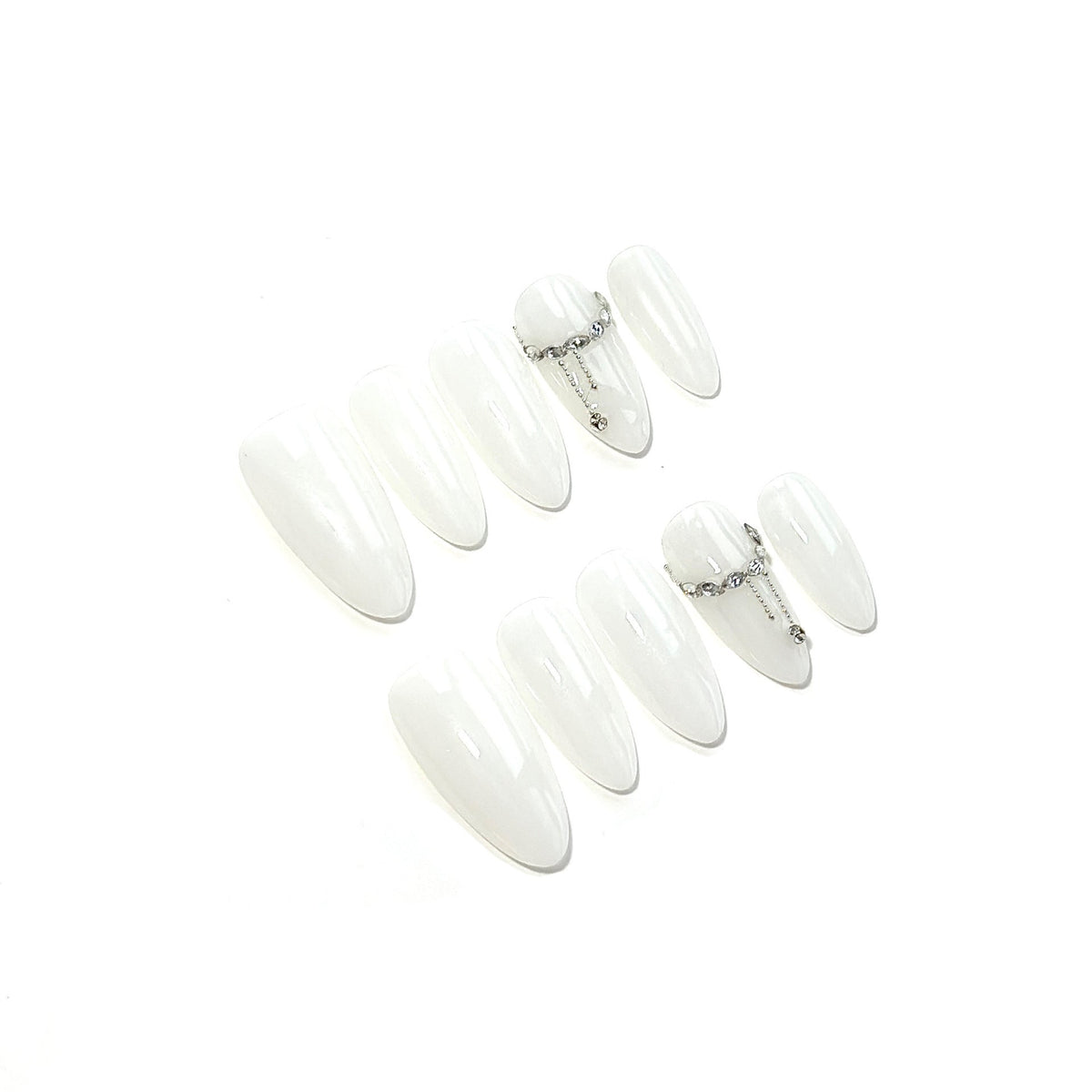 Stiletto Press-On Nails with Decorative Crystal Accents