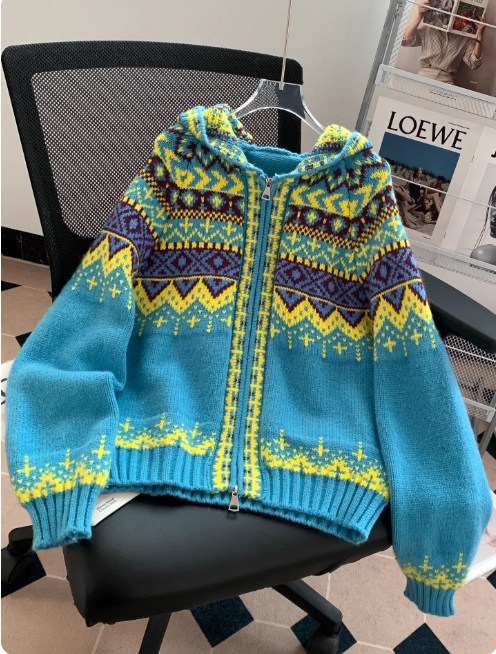 Image of Susan | Women's Zip-Up Fair Isle Cardigan
