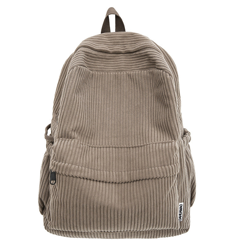 Textured Corduroy School Backpack