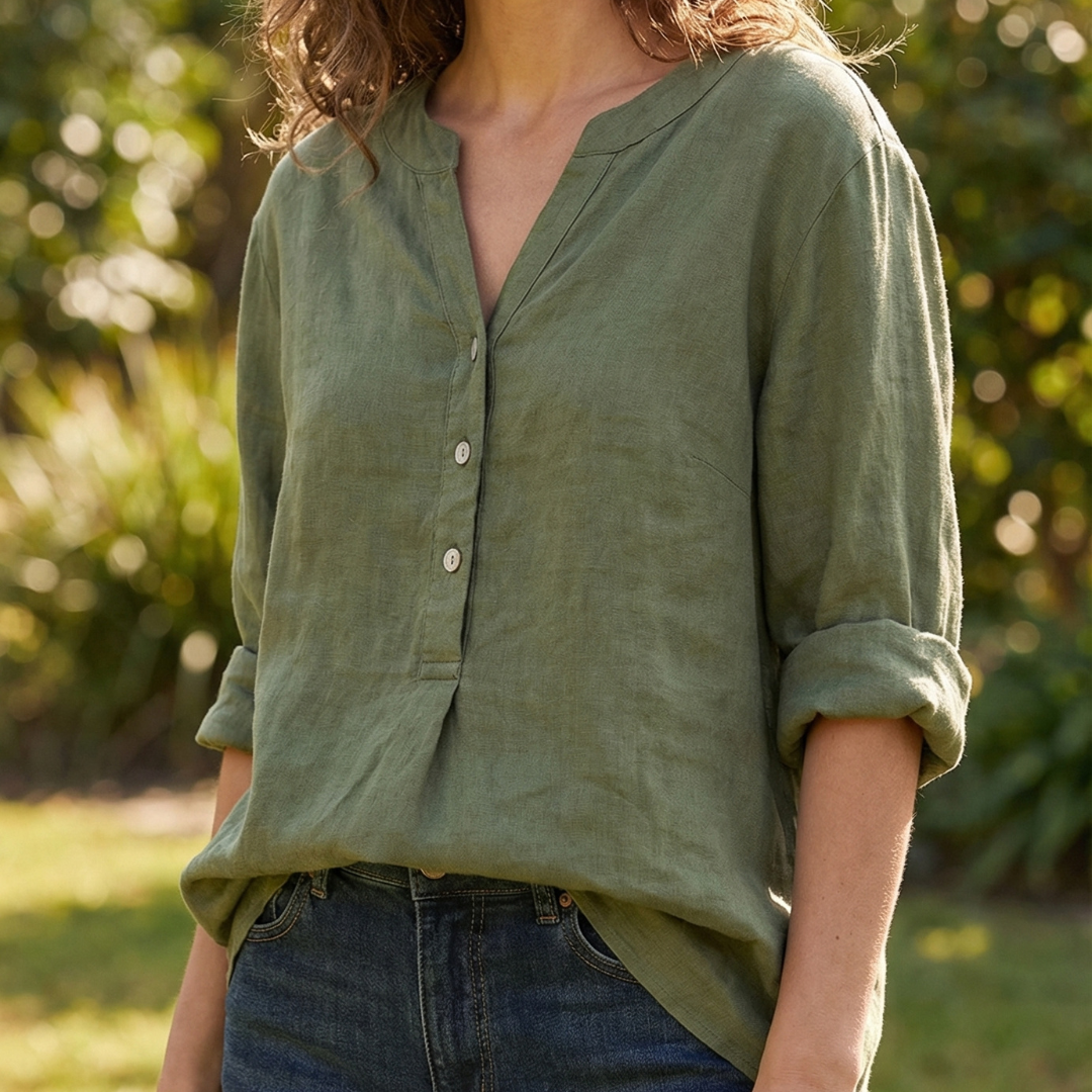 V-Neck Button-Down Shirt