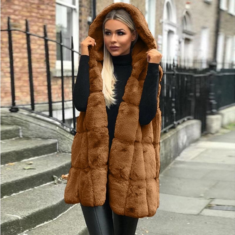 Image of Valerie | Women's Hooded Quilted Long Vest