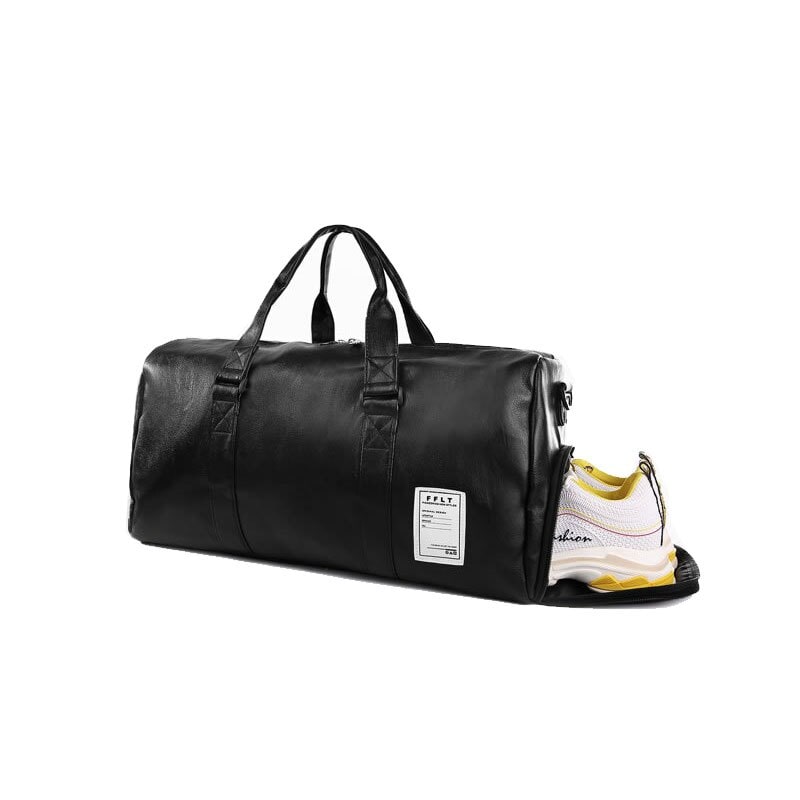 Water-Resistant Leather Travel and Gym Duffel Bag with Shoulder Strap for Sports and Storage