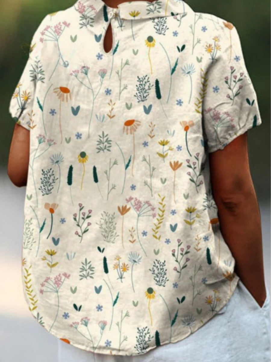 Women's Blouse with Delicate Floral Pattern, Soft Pastel Shades & Airy Fabric