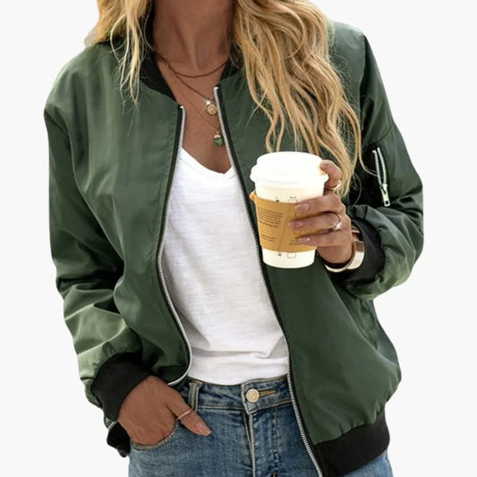 Women's Bomber Jacket with Zipper