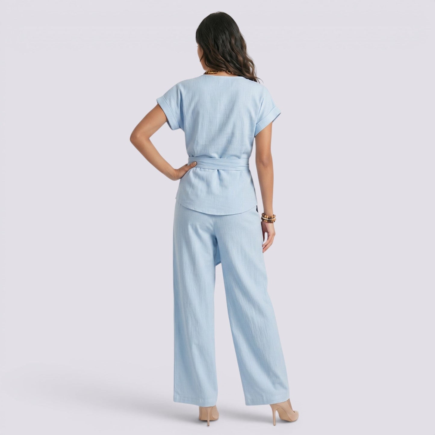 Women's Elegant Summer Set with Wide-Leg Pants