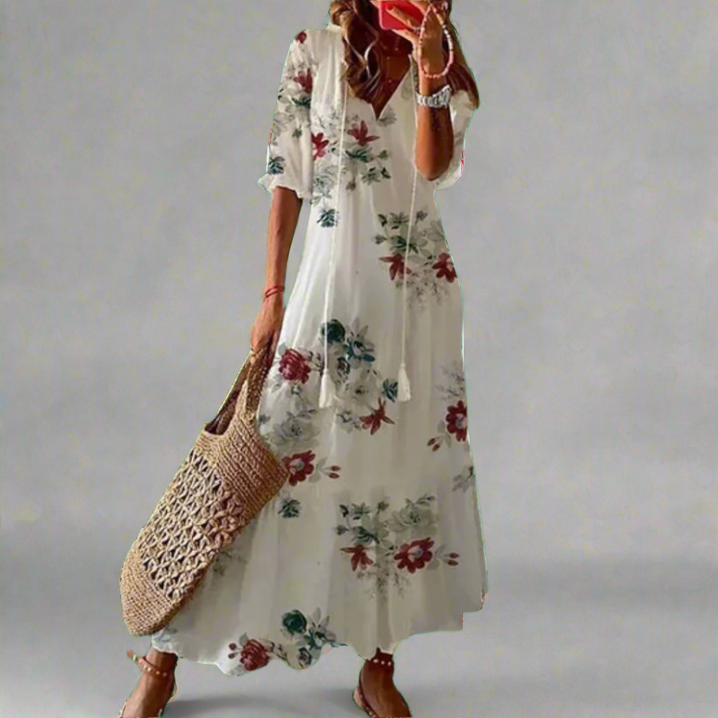 Women's Floral A-Line Maxi Dress
