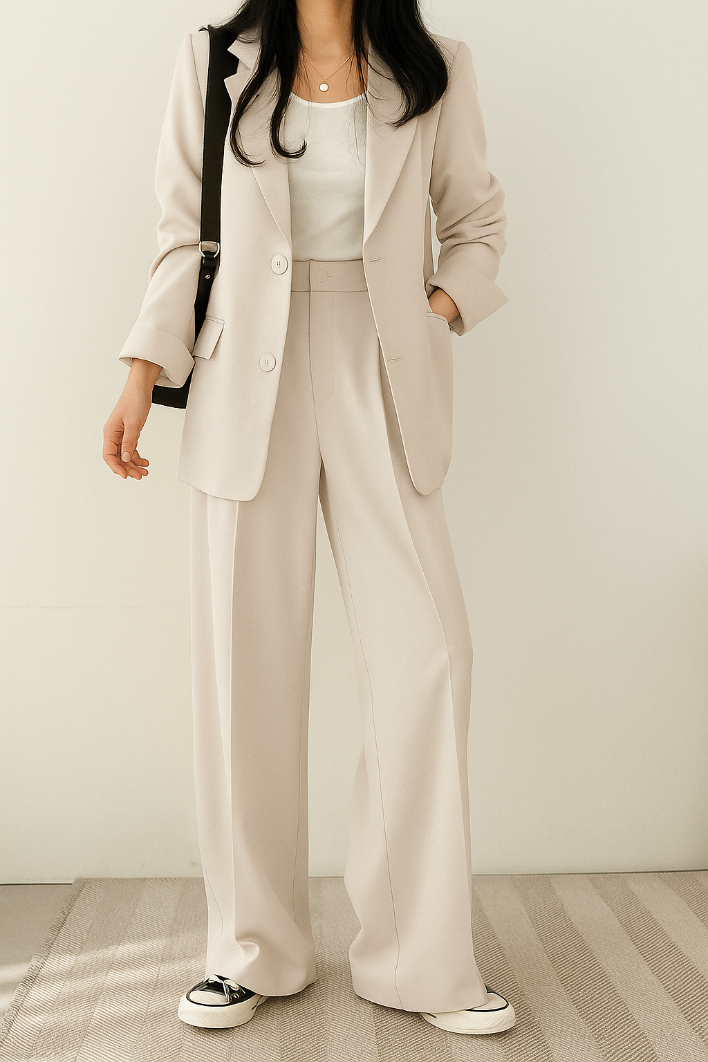 Women's High-Waisted Wide-Leg Pants Set