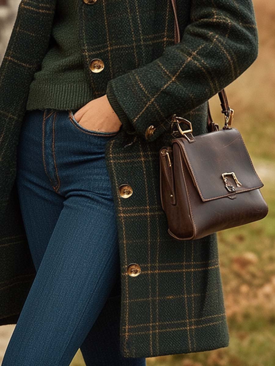 Women's Plaid Wool Blend Trench Coat