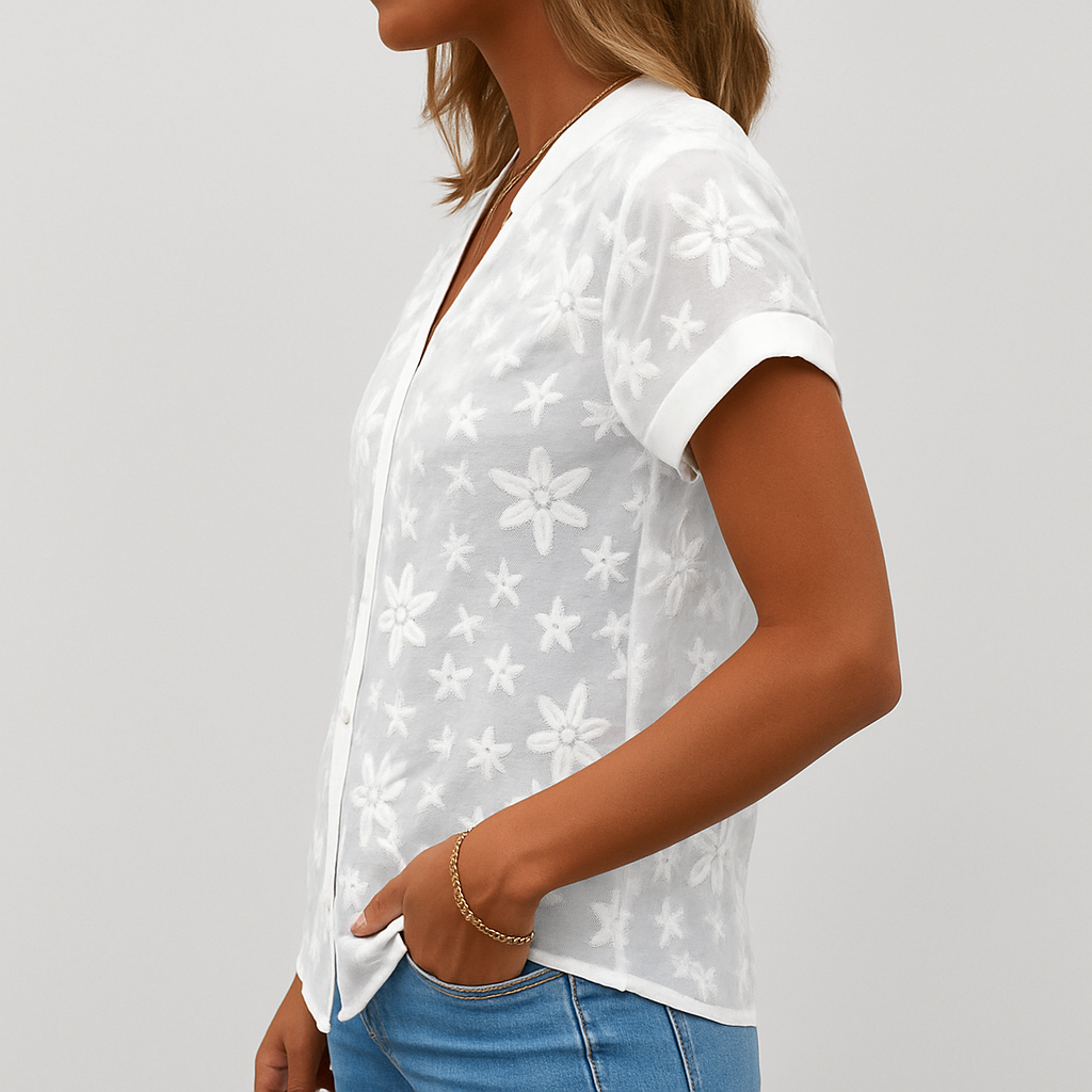 Women's Short-Sleeve Floral Print Blouse