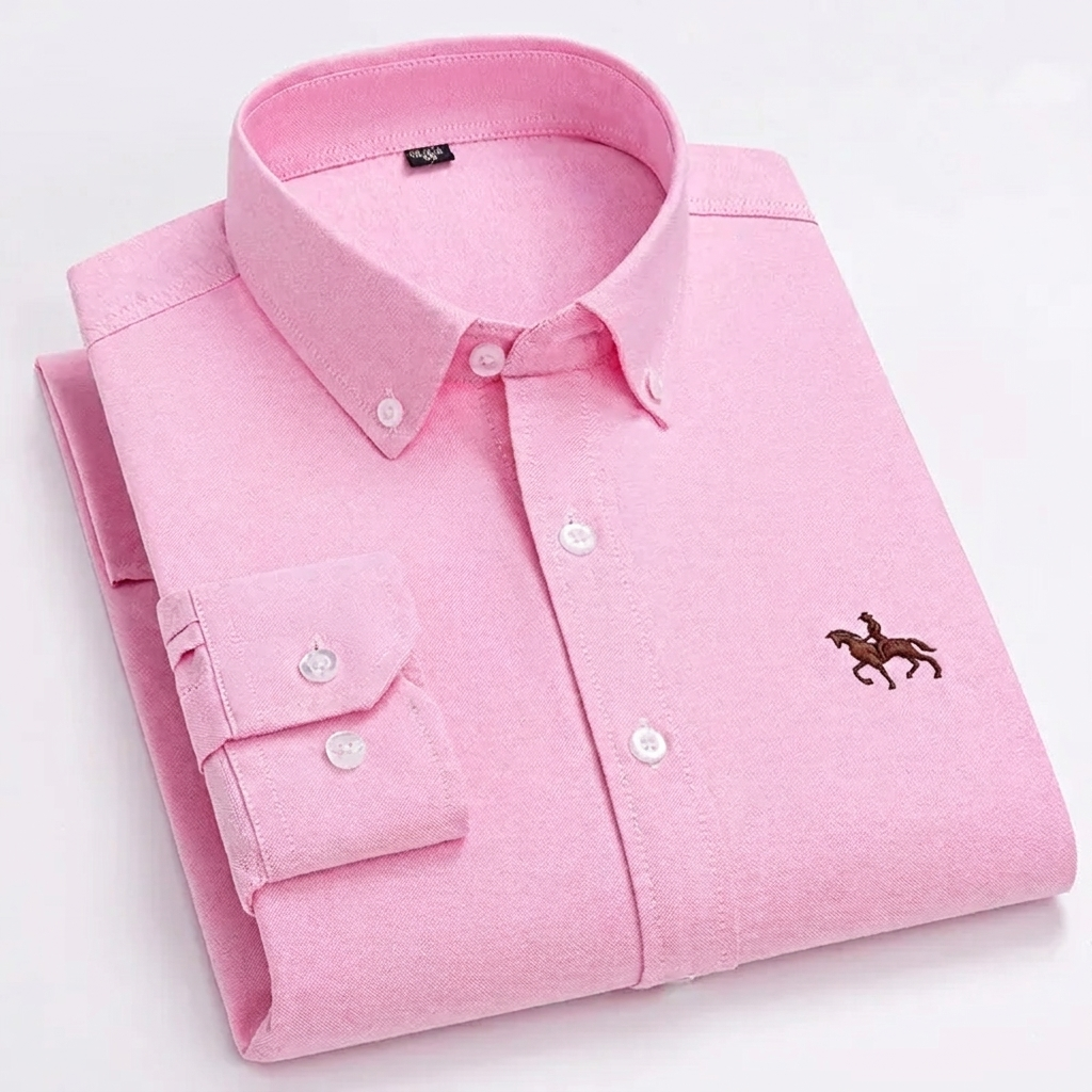 100% Cotton Oxford Shirt with Embroidered Horse Design