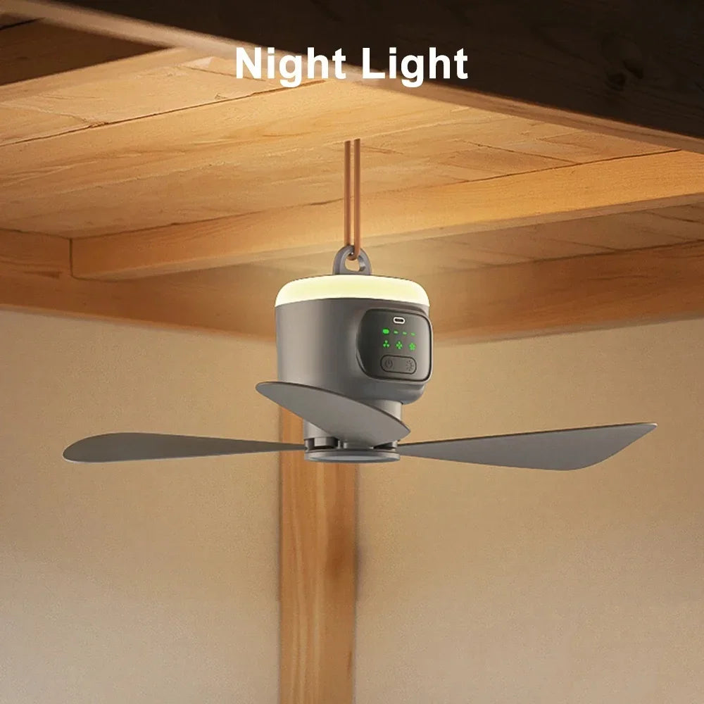 12,000 MAh Portable Ceiling & Camping Fan – Outdoor Tent Air Circulator and Cooling Ventilator