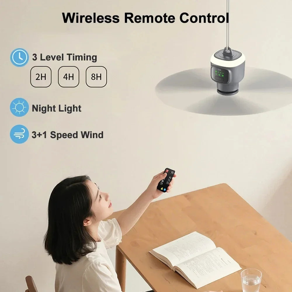 12,000 MAh Portable Ceiling & Camping Fan – Outdoor Tent Air Circulator and Cooling Ventilator