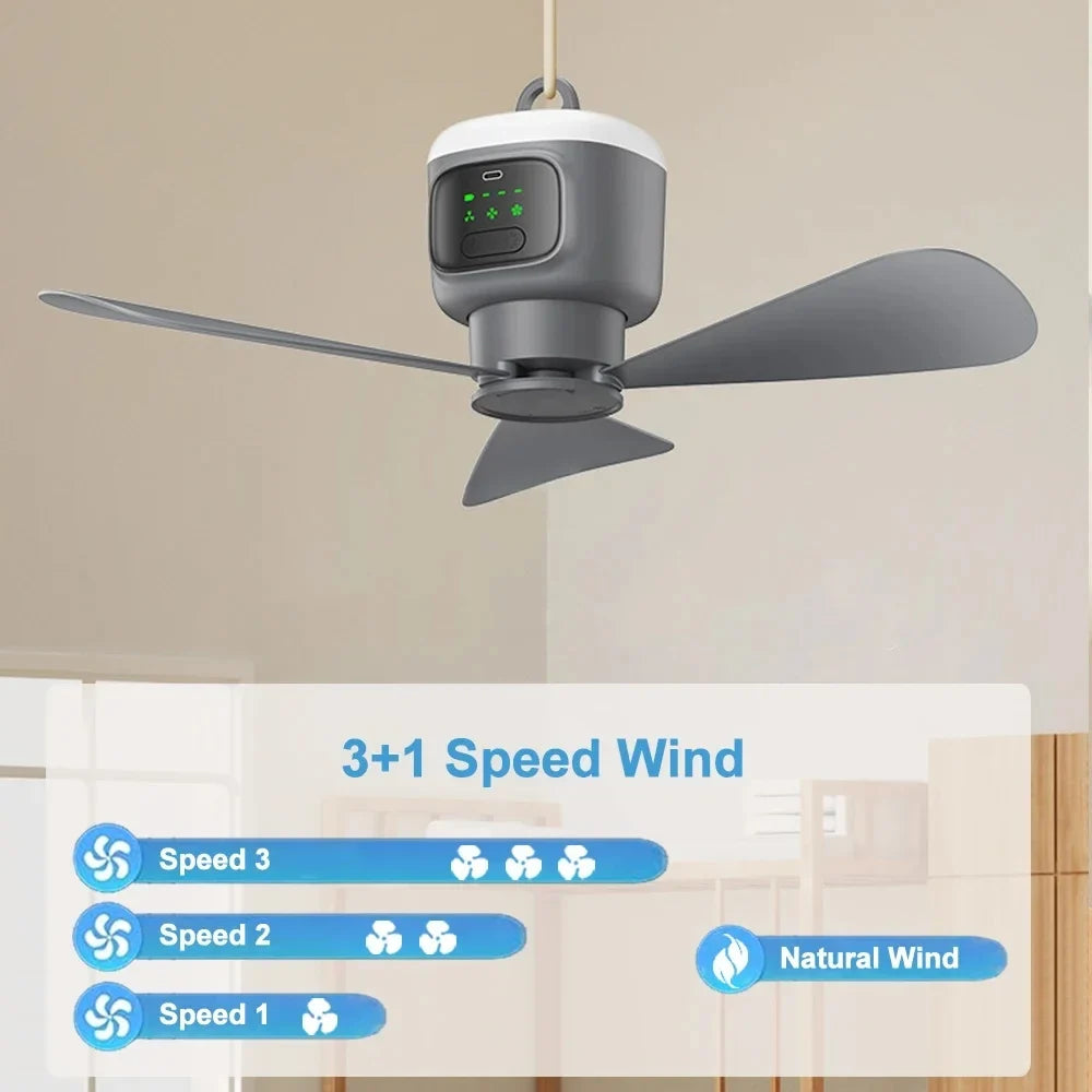 12,000 MAh Portable Ceiling & Camping Fan – Outdoor Tent Air Circulator and Cooling Ventilator