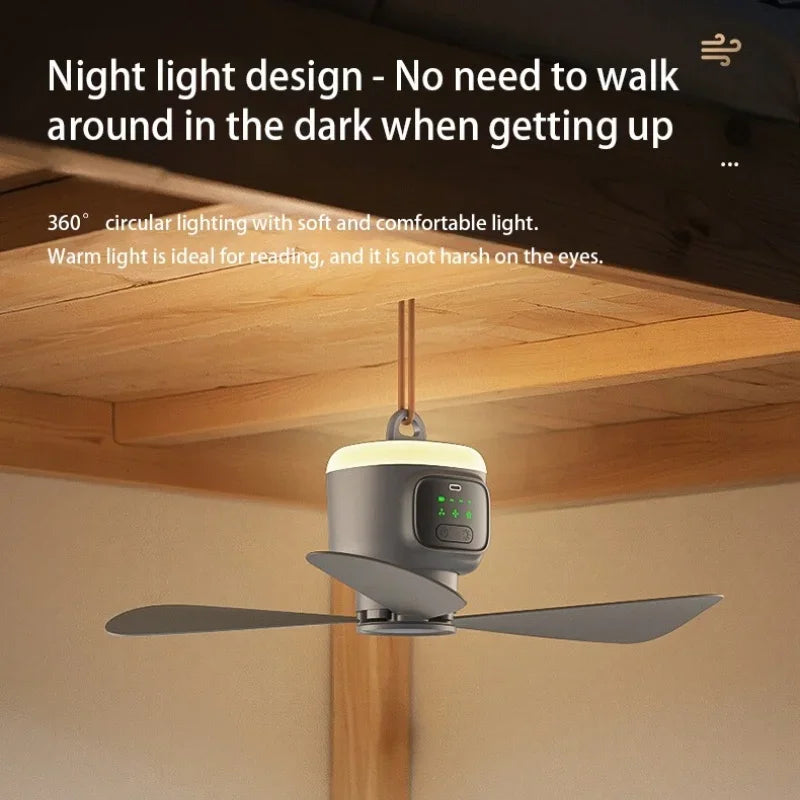 12,000 MAh Portable Ceiling & Camping Fan – Outdoor Tent Air Circulator and Cooling Ventilator