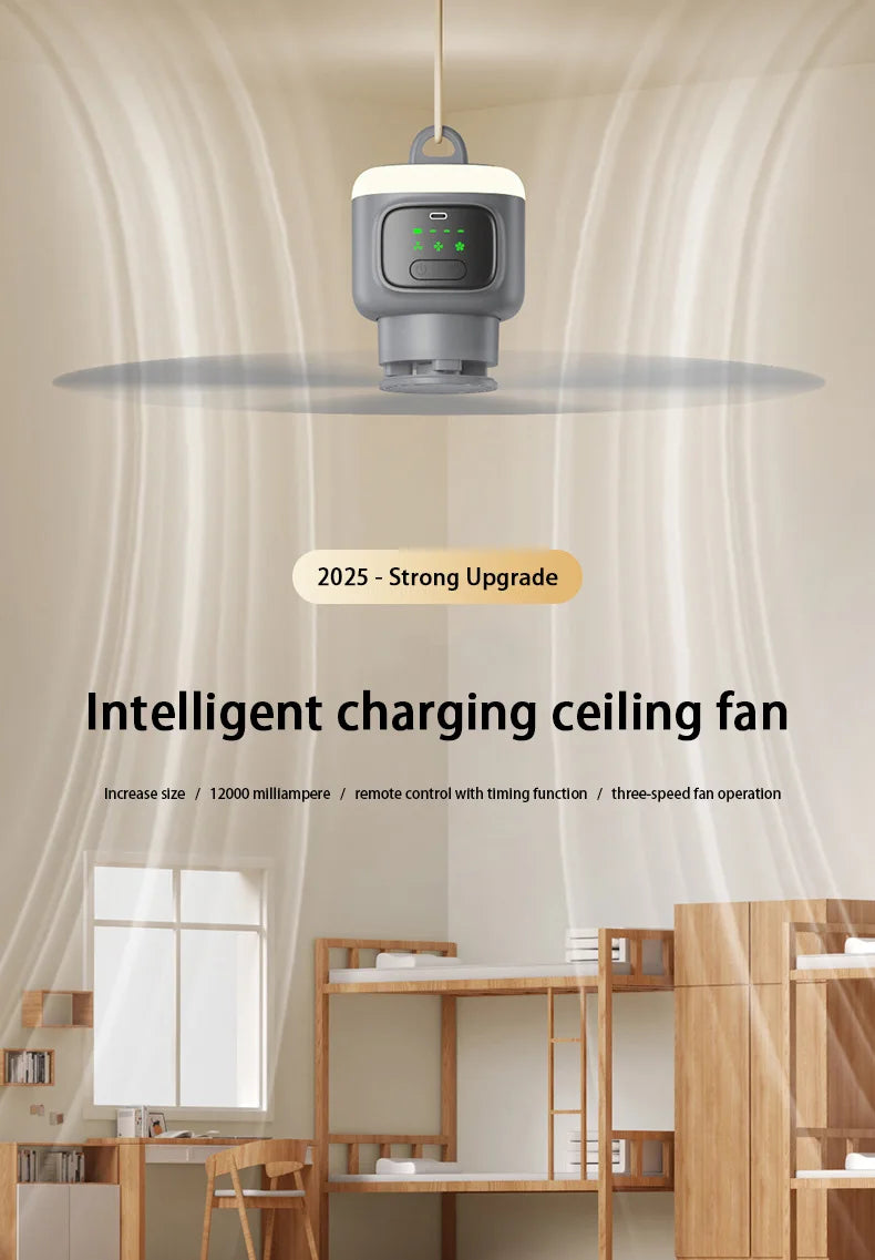 12,000 MAh Portable Ceiling & Camping Fan – Outdoor Tent Air Circulator and Cooling Ventilator