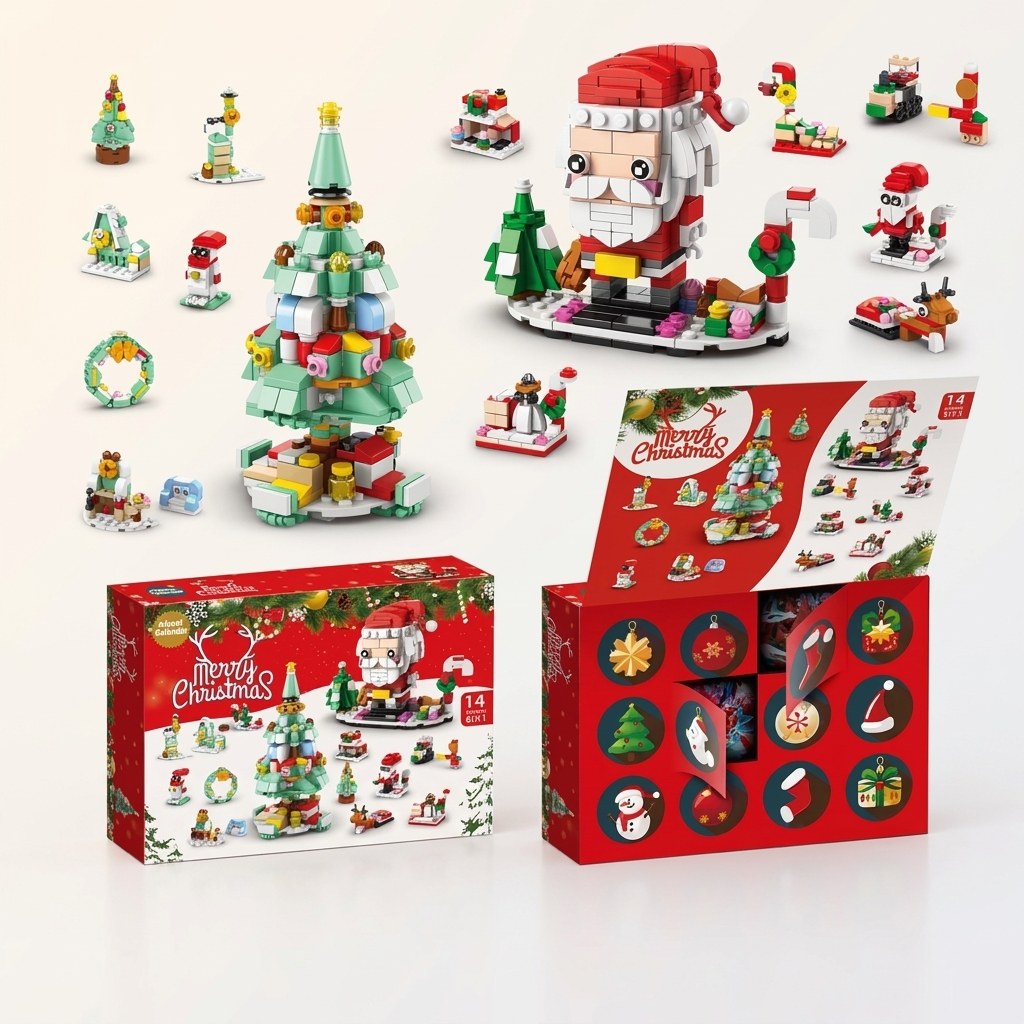 12-Day Christmas Brick Advent Calendar, 14 Builds, 6 in 1, 8 Styles
