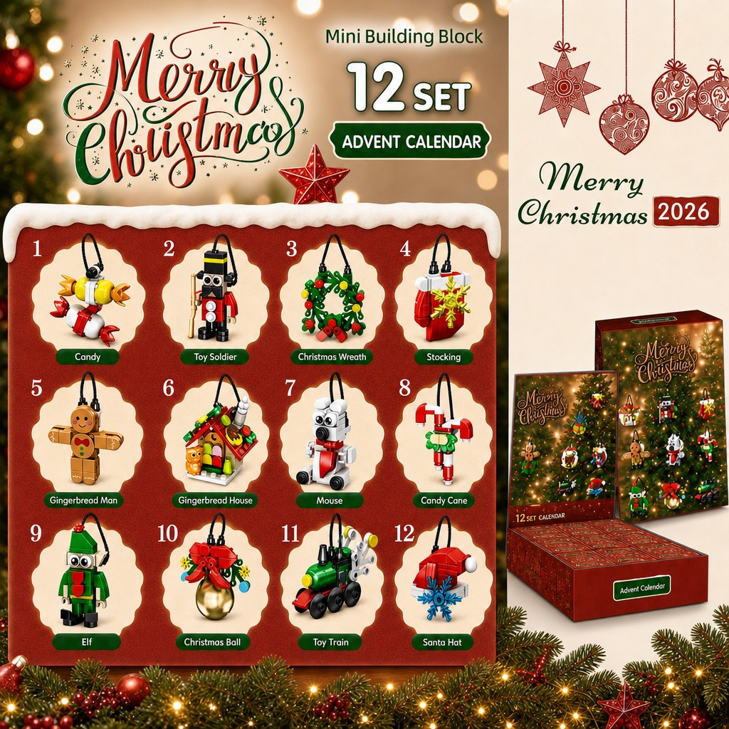 12-Day Christmas Ornament Countdown, Mini Brick Blind Boxes