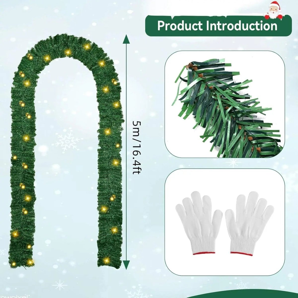 2.7m LED Garland with Warm White Lights