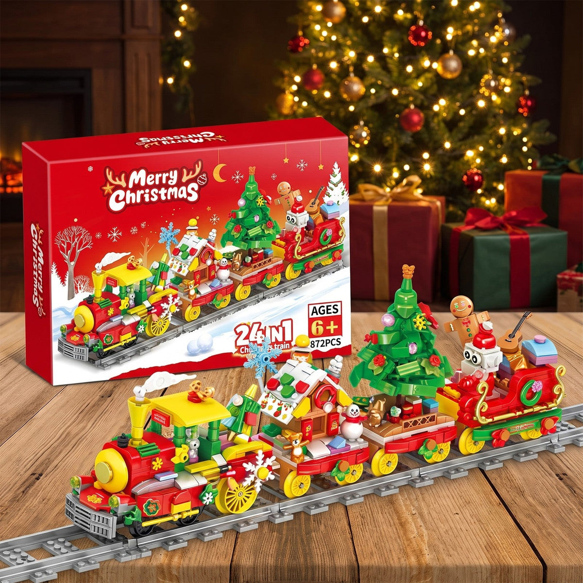 24-in-1 Christmas Train Brick Advent Calendar, 872 Pieces