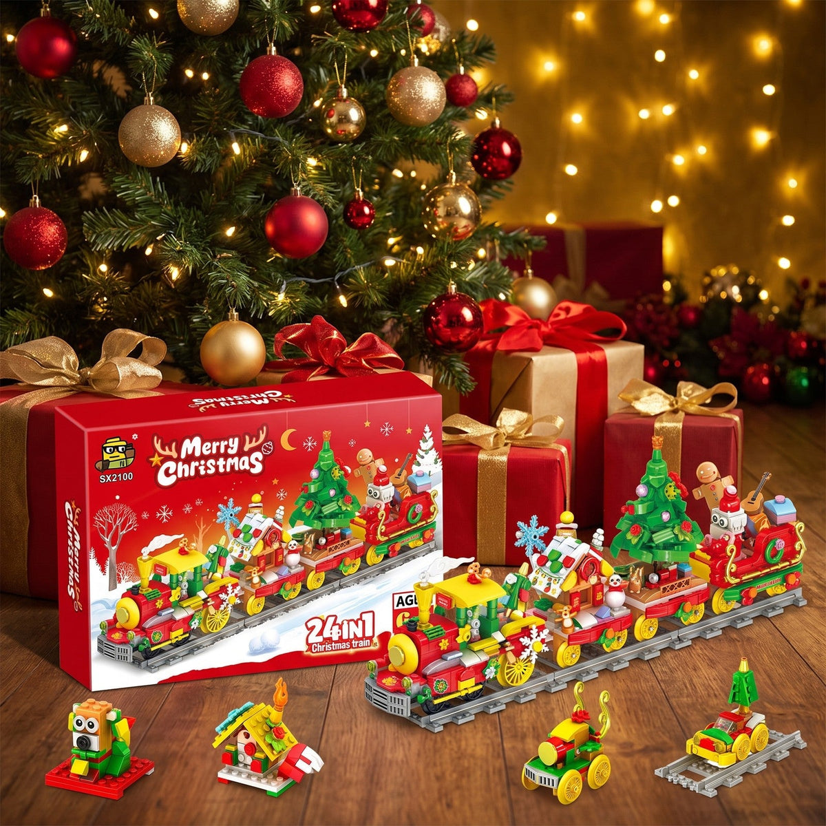 24-in-1 Christmas Train Brick Advent Calendar, 872 Pieces