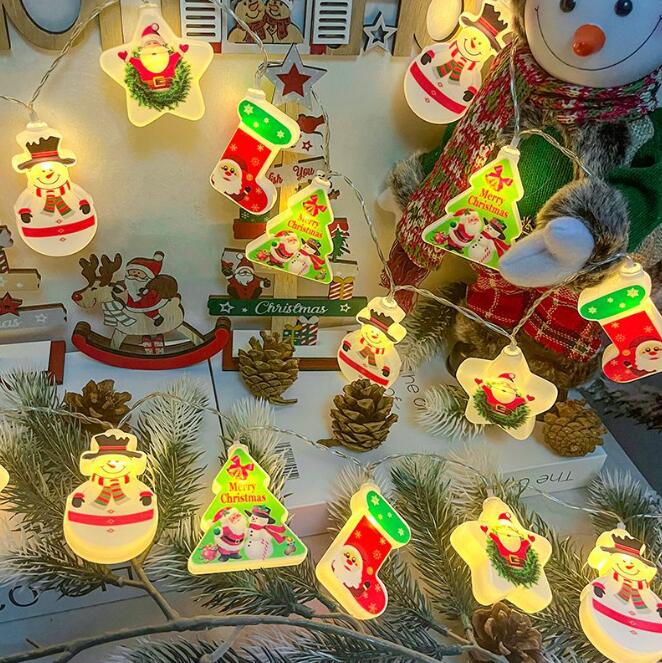 2m LED String Lights with Christmas Tree and Santa Claus (10 pcs)