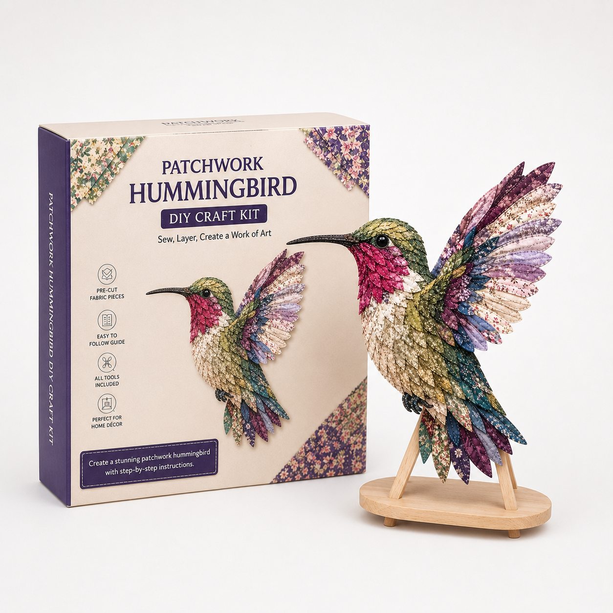 3D Fabric Patchwork Hummingbird Craft Kit