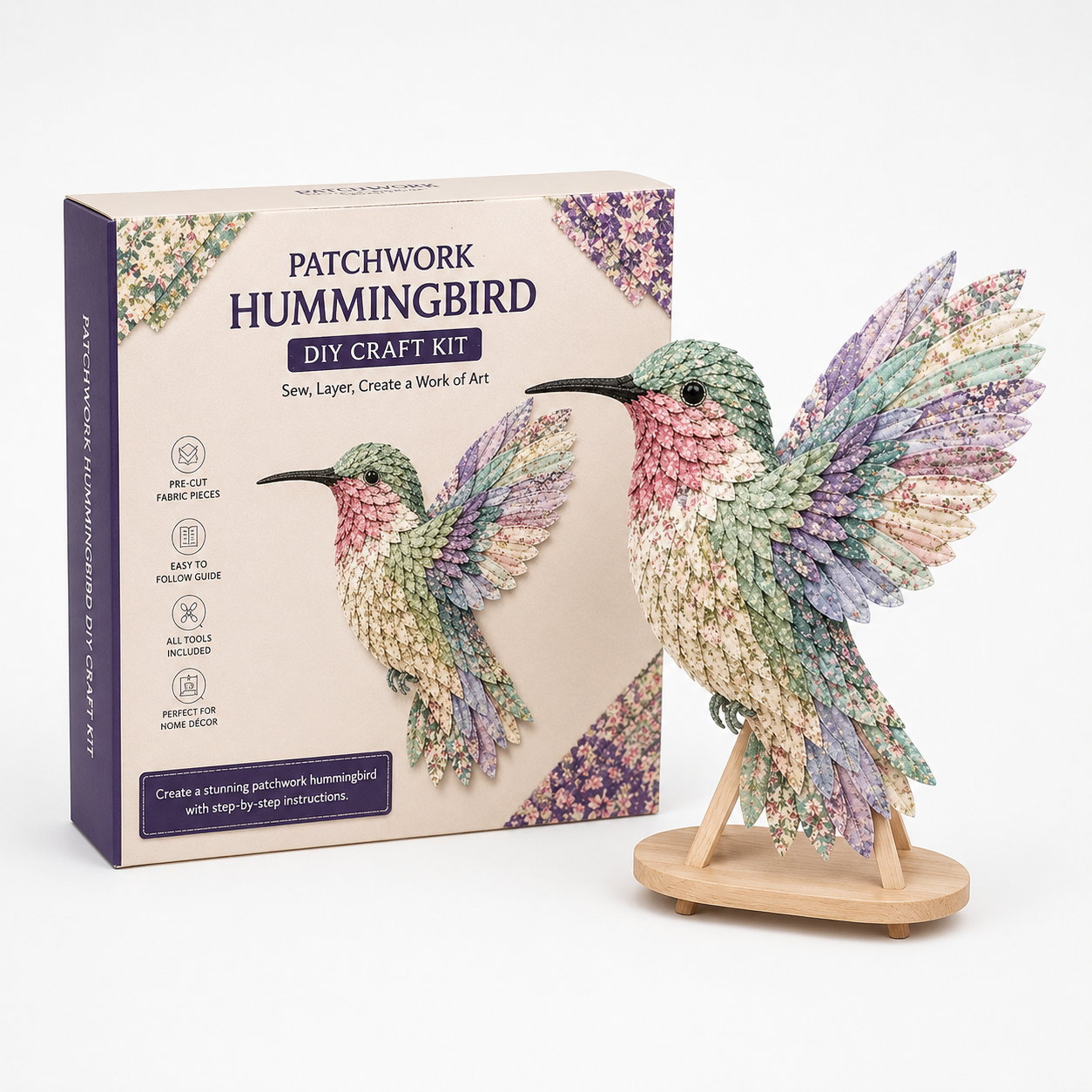 3D Fabric Patchwork Hummingbird Craft Kit