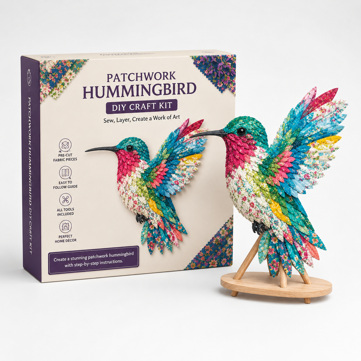3D Fabric Patchwork Hummingbird Craft Kit