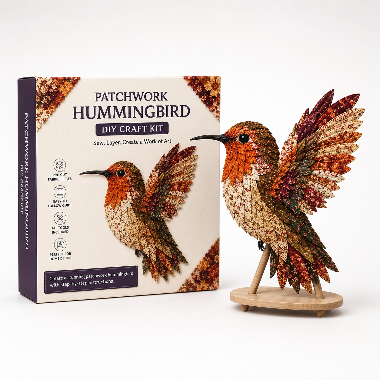 3D Fabric Patchwork Hummingbird Craft Kit