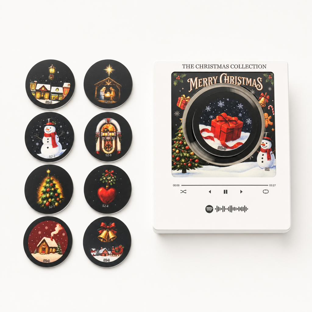 9-Song Musical Christmas Vinyl-Look Fridge Magnet Set