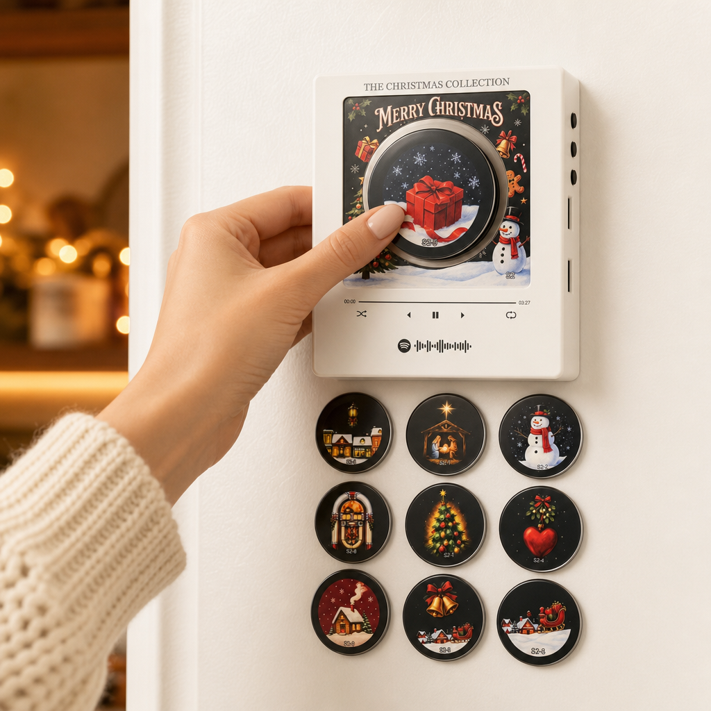 9-Song Musical Christmas Vinyl-Look Fridge Magnet Set