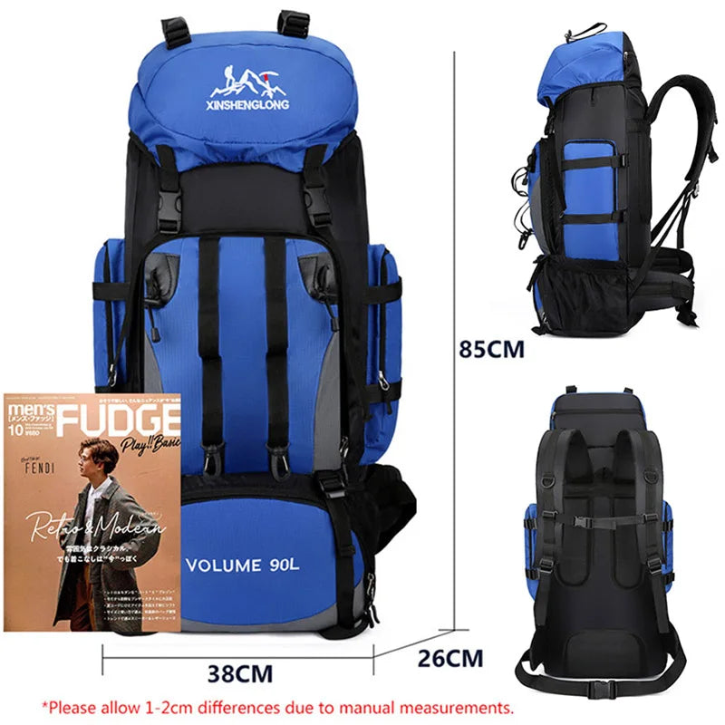 90L Water-Resistant Camping and Hiking Backpack