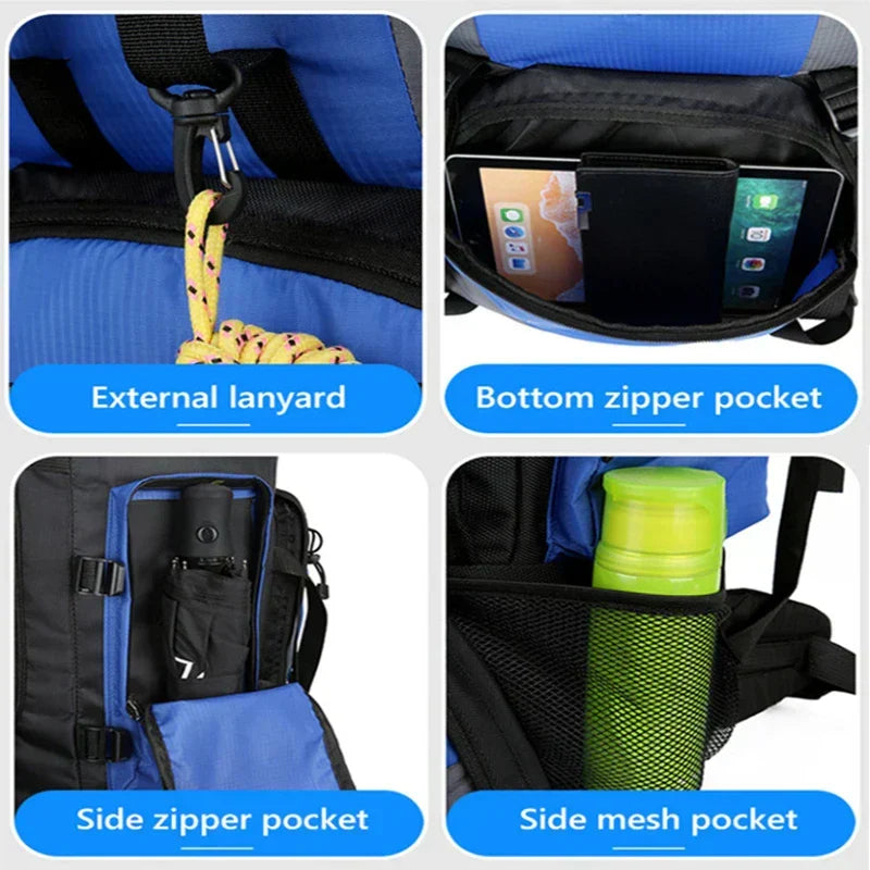 90L Water-Resistant Camping and Hiking Backpack