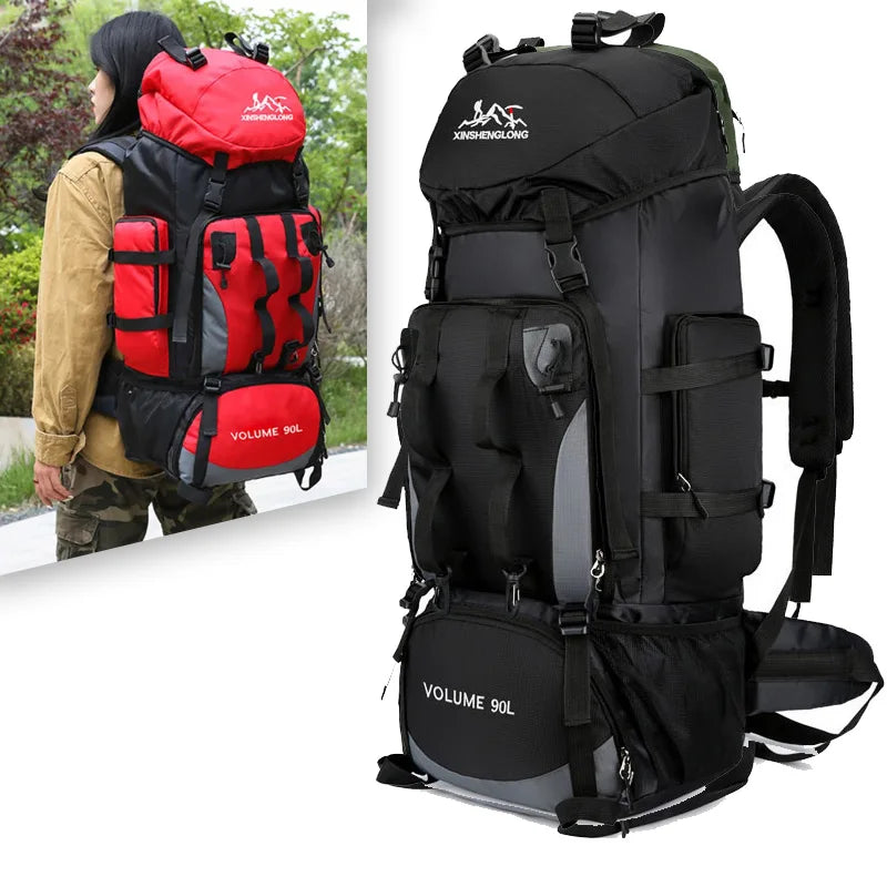 90L Water-Resistant Camping and Hiking Backpack