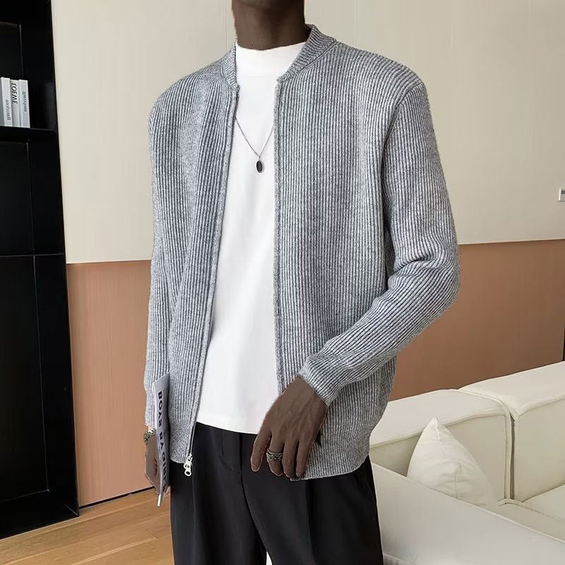 Image of Aaron | Men's Full-Zip Ribbed Sweater
